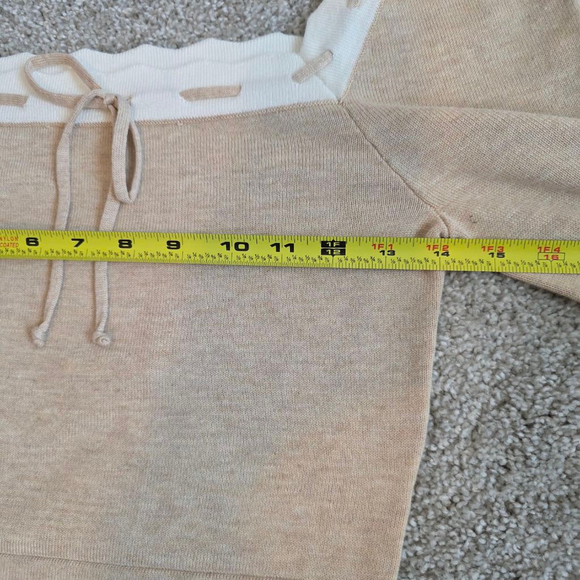 Dee Elly Set Size M Beige Bell Sleeve Knit Crop Top With Matching Skirt Rayon - Picture 8 of 12